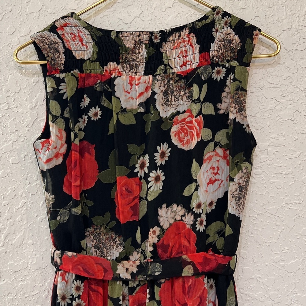 Disney Beauty & The Beast Black Red Rose Floral Maxi Dress XS - Picture 5 of 11